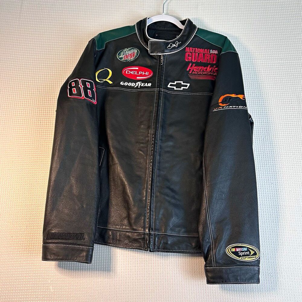 Wilsons Leather NASCAR Dale Earnhardt Jr. #88 Jacket Black/Green-Medium